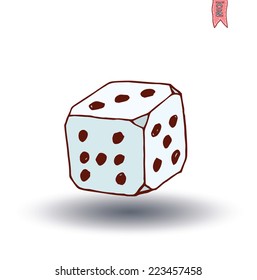 Dice icon, hand drawn vector illustration.