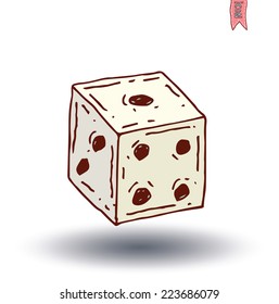 Dice icon, hand drawn vector illustration.