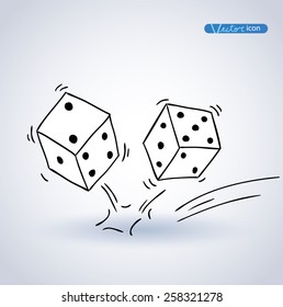 Dice icon, hand drawn vector illustration.