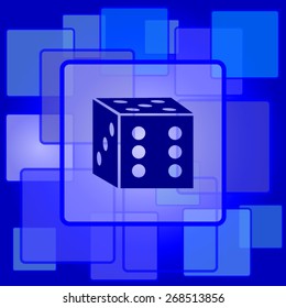 Dice icon. Internet button on abstract background. 