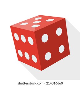Dice icon with long shadow on white background