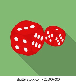 Dice icon. Modern Flat style with a long shadow