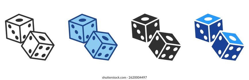 Dice Icon Multiple Style Vector Collection