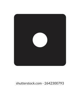 Dice Icon on Black Button with White Rollover A clear and simple black die displaying the number five with distinct white pips, ideal for gaming or numerical concepts