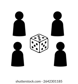 Dice Icon on Black Button with White Rollover A clear and simple black die displaying the number five with distinct white pips, ideal for gaming or numerical concepts
