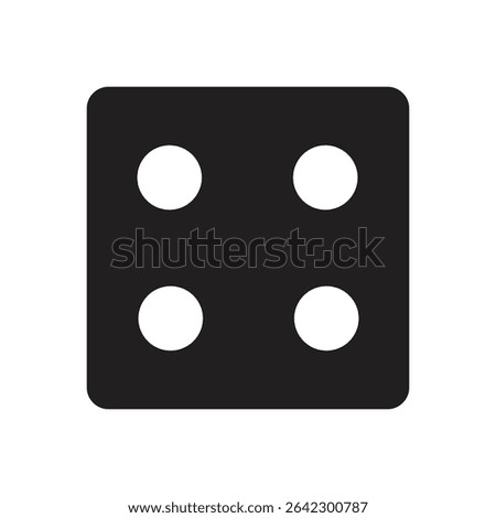 Dice Icon on Black Button with White Rollover A clear and simple black die displaying the number five with distinct white pips, ideal for gaming or numerical concepts