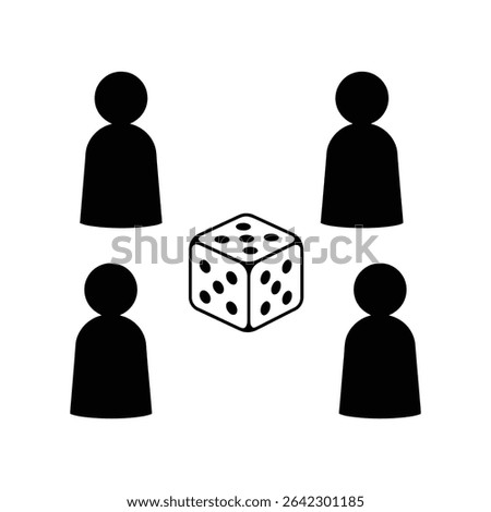Dice Icon on Black Button with White Rollover A clear and simple black die displaying the number five with distinct white pips, ideal for gaming or numerical concepts