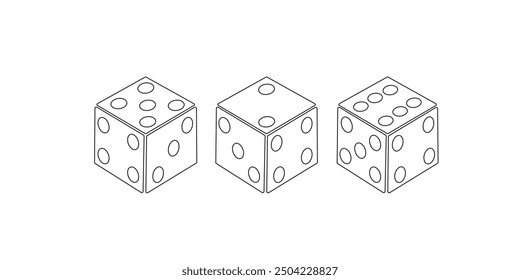 Dice Icon on Black and White Vector Backgrounds