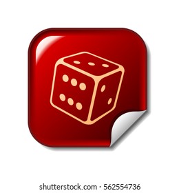 Dice icon on red web square sticker