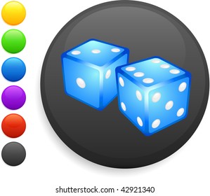 icono de dados en el botón de internet redondo ilustración vectorial original 6 versiones de color incluidas