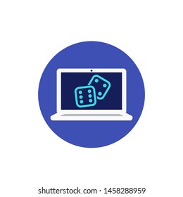 Dice icon on screen, vector