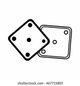 Dice icon in outline style isolated on white background. Game symbol