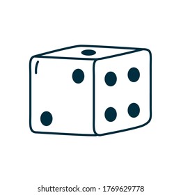 dice icon over white background, line and fill style, vector illustration