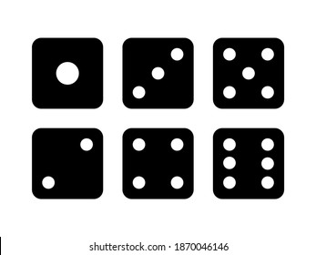Dice Icon set with 6 different faces. Vector Images.