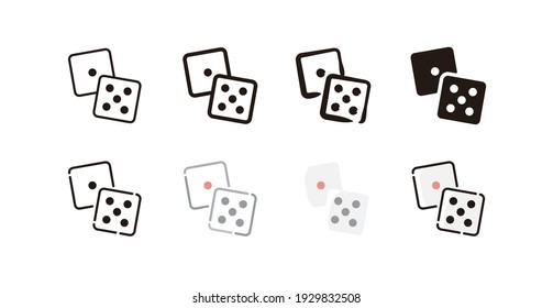 Dice Icon Set (8 different style vector icon set)