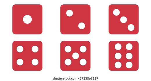 Conjunto de iconos de dados con las seis caras en color negro en estilo de contorno. Símbolos de dados de juego de Ludo en estilo de contorno. Conjunto de seis lados de un icono de dados en color negro. Ilustración vectorial de concepto de icono de dados. eps 10