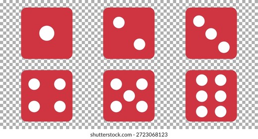 Dice icon set with all six faces in black color in outline style. Ludo game dice symbols in outline style. Set of six sides of a dice icon in black color. Dice icon concept vector illustration. eps 10