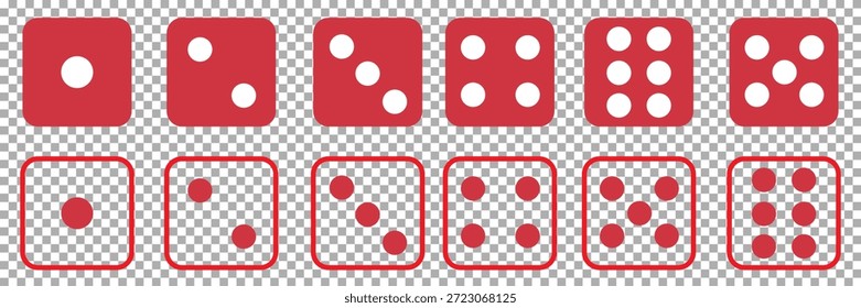 Dice icon set with all six faces in black color in outline style. Ludo game dice symbols in outline style. Set of six sides of a dice icon in black color. Dice icon concept vector illustration. eps 10