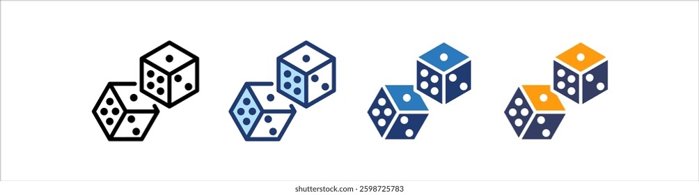 Dice Icon Set Multiple Style Collection