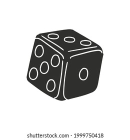 Dice Icon Silhouette Illustration. Random Roll Vector Graphic Pictogram Symbol Clip Art. Doodle Sketch Black Sign.