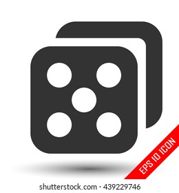 Dice icon. Simple flat logo of dice on white background. Vector illustration.