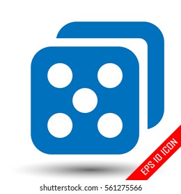 Dice icon. Simple flat logo of dice on white background. Vector illustration.