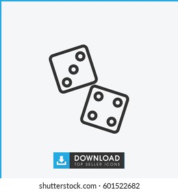 dice icon. simple outline dice vector icon. on white background.