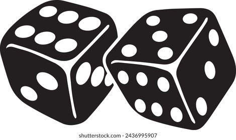 Dice icon. Stylish black vector icon of two dice.