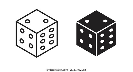 Würfel-Symbol für Vorlage. Vektorgrafik-Symbolsatz