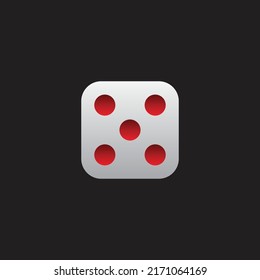 Icono de dados que muestra 5, símbolo del cubo del casino aislado fondo negro 