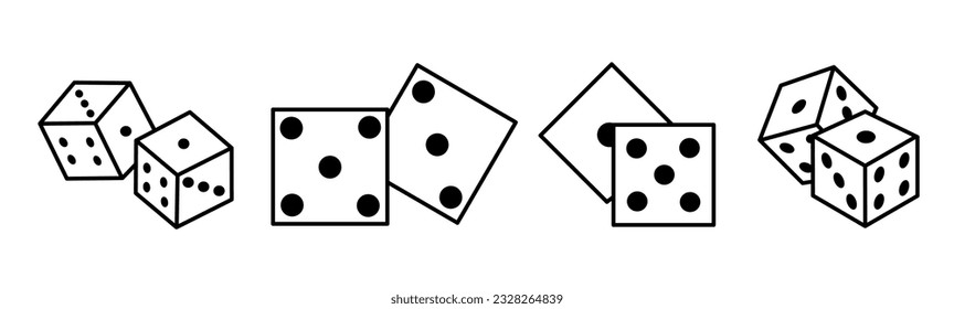 Dice icon. Dice thin line icon collection. Stock vector.