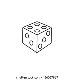 Dice icon in thin outline style. Leisure game gambling playing chance opportunity