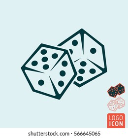 Dice el icono. Dos índices de juego. Símbolo de casino diseño mínimo. Ilustración del vector