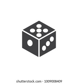 Dice icon vector, filled flat sign, solid pictogram isolated on white. Casino, gambling symbol, logo illustration.