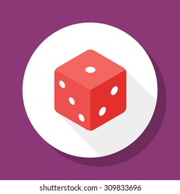 Dice icon, vector illustration. Flat design style with long shadow,eps10