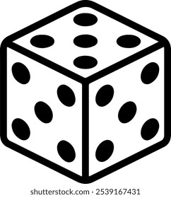 Würfel-Symbol, Vektorgrafik einzeln auf weißem Hintergrund