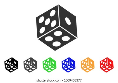 Dice icon. Vector illustration style is a flat iconic dice symbol with grey, yellow, green, blue, red, black color versions. Designed for web and software interfaces.