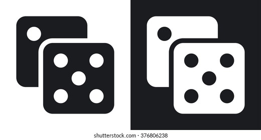 Dice icon, vector. Two-tone version on black and white background