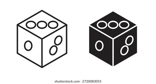 Würfel-Symbole von schwarz in verschiedenen Stilen