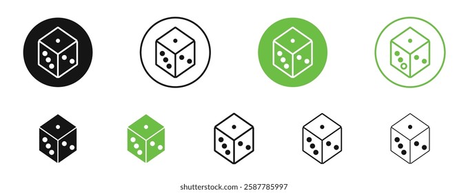 Dice icons in black and green colors collection