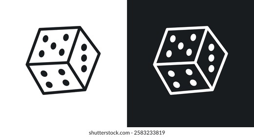 Dice icons in black and white liner strokes for web design.