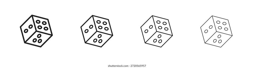 Würfel-Symbole im Umriss-, Linien- und Strichstil