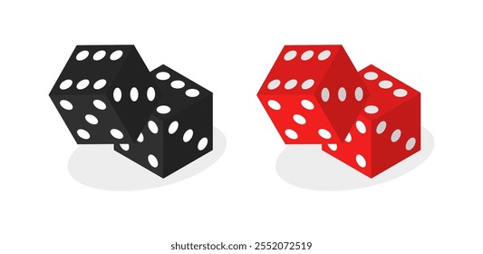 Iconos de dados. Doble dados. Estilo plano. Iconos del vector