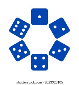 Dice icons in a flat design for games on a white background. A vector image.