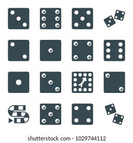 Dice icons. set of 16 editable filled dice icons such as