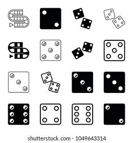 Dice icons. set of 16 editable filled and outline dice icons such as
