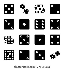 Dice icons. set of 16 editable filled dice icons such as