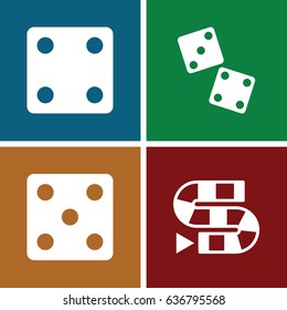 Dice icons set. set of 4 dice filled icons  