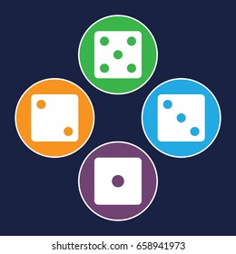 Dice icons set. set of 4 dice filled icons such as