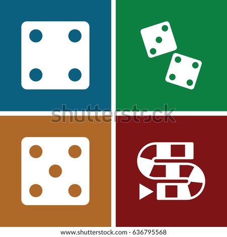 Dice icons set. set of 4 dice filled icons  